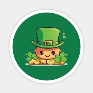 St Patricks day lucky day with shamrock and gold Magnet